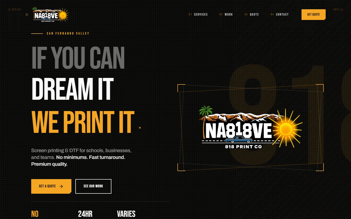 818 Print Company homepage on desktop