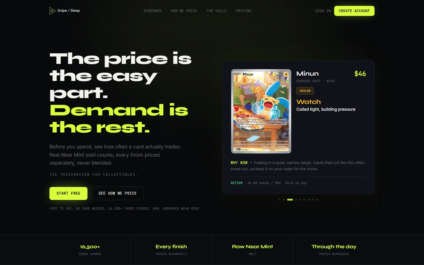 Snipe or Sleep homepage on desktop